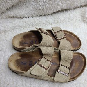 Birkenstock Tan Suede Arizona Soft Footbed Sandals sz 37